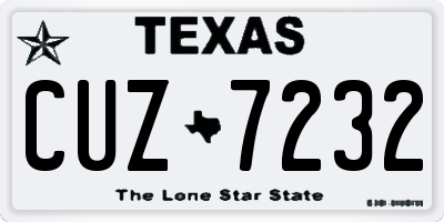 TX license plate CUZ7232