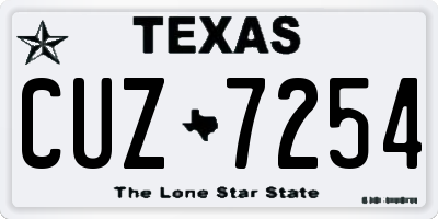 TX license plate CUZ7254