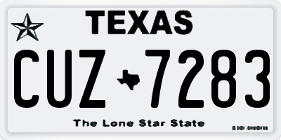 TX license plate CUZ7283