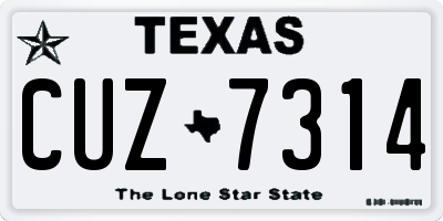 TX license plate CUZ7314