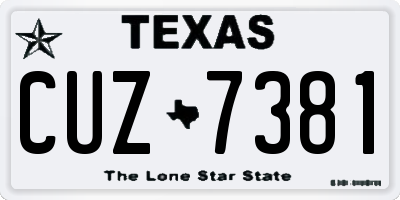 TX license plate CUZ7381