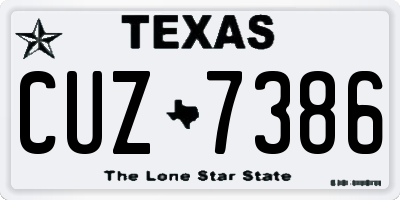 TX license plate CUZ7386