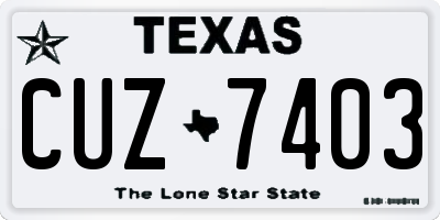 TX license plate CUZ7403