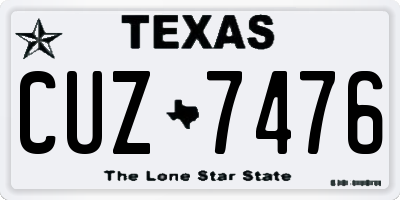 TX license plate CUZ7476
