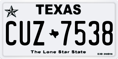 TX license plate CUZ7538