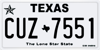 TX license plate CUZ7551