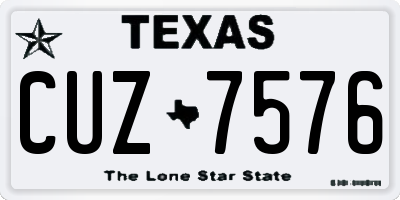 TX license plate CUZ7576