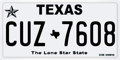 TX license plate CUZ7608