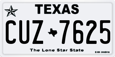 TX license plate CUZ7625
