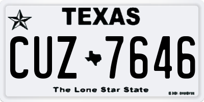 TX license plate CUZ7646