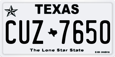 TX license plate CUZ7650
