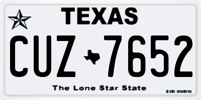TX license plate CUZ7652