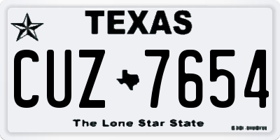 TX license plate CUZ7654