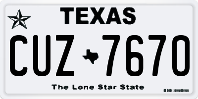 TX license plate CUZ7670