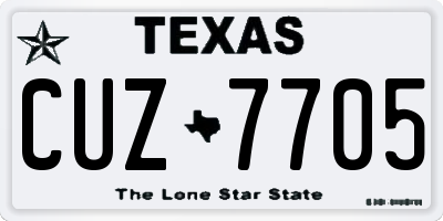 TX license plate CUZ7705