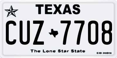 TX license plate CUZ7708