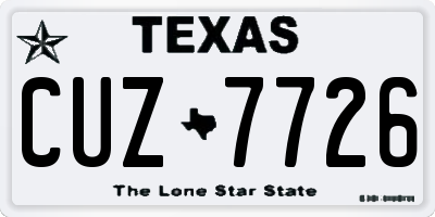 TX license plate CUZ7726