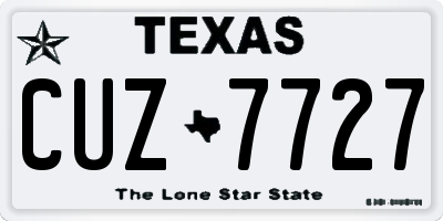TX license plate CUZ7727