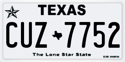 TX license plate CUZ7752