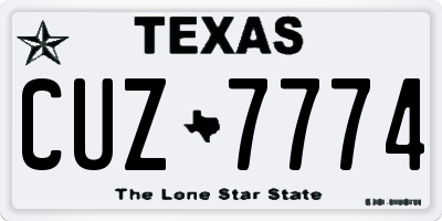 TX license plate CUZ7774