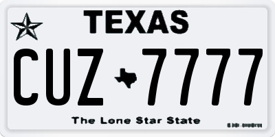 TX license plate CUZ7777