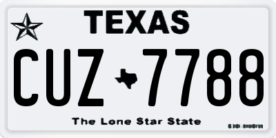 TX license plate CUZ7788