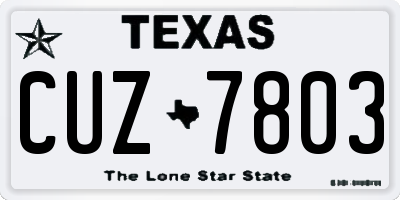 TX license plate CUZ7803