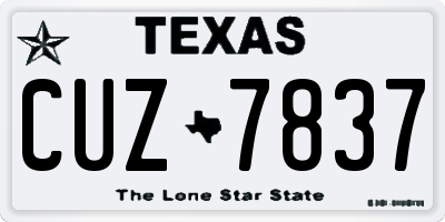 TX license plate CUZ7837