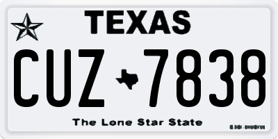TX license plate CUZ7838