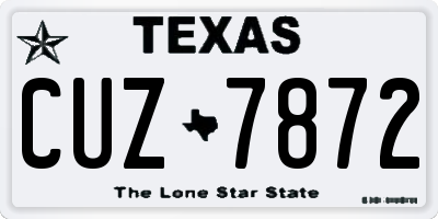 TX license plate CUZ7872