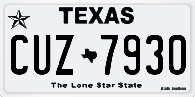TX license plate CUZ7930