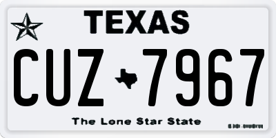 TX license plate CUZ7967
