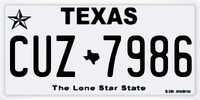 TX license plate CUZ7986