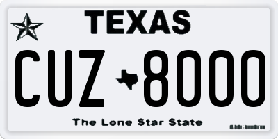 TX license plate CUZ8000