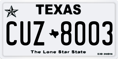 TX license plate CUZ8003