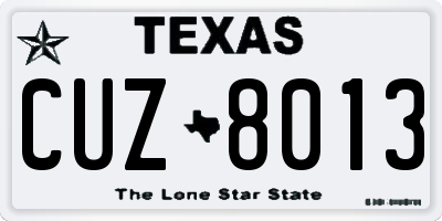 TX license plate CUZ8013