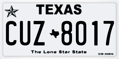 TX license plate CUZ8017