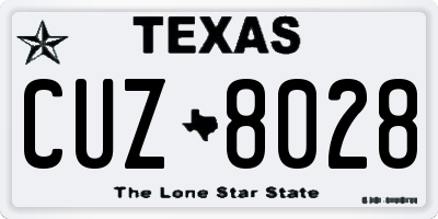 TX license plate CUZ8028