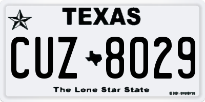 TX license plate CUZ8029