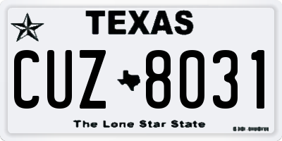 TX license plate CUZ8031