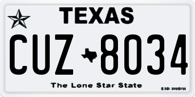 TX license plate CUZ8034