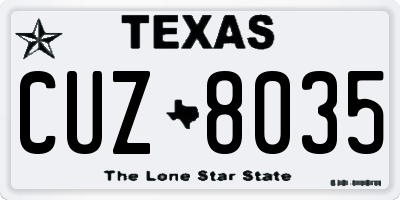TX license plate CUZ8035