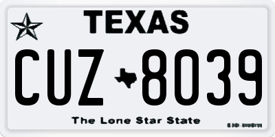 TX license plate CUZ8039