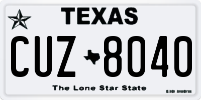 TX license plate CUZ8040