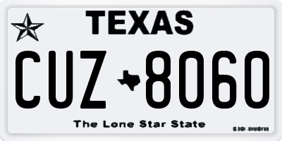 TX license plate CUZ8060