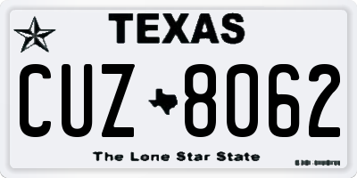TX license plate CUZ8062