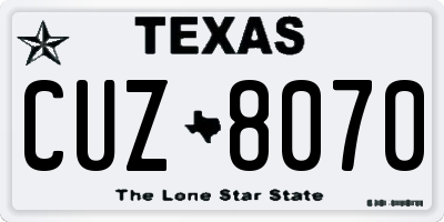 TX license plate CUZ8070