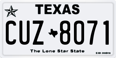 TX license plate CUZ8071