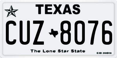 TX license plate CUZ8076