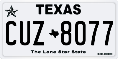 TX license plate CUZ8077